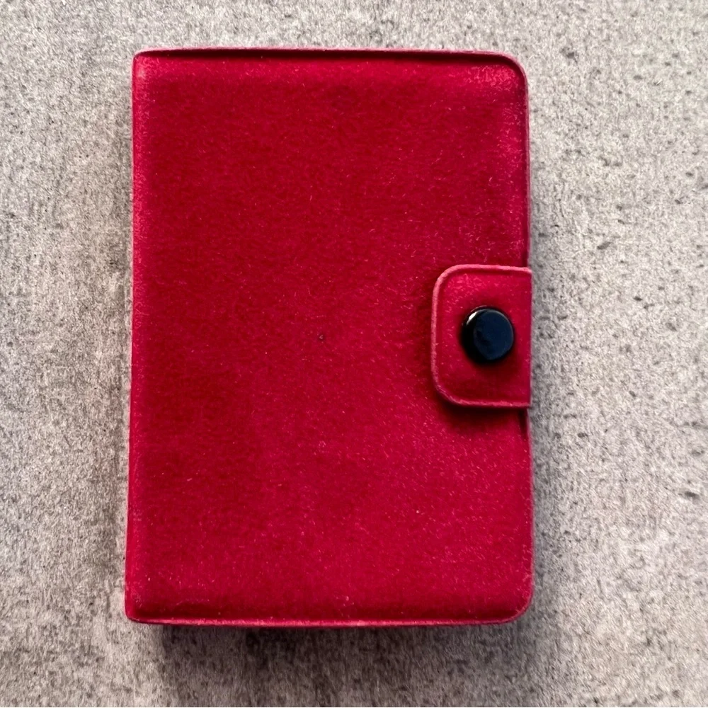Vintage Woodward & Lothrop Red Makeup Brush Set Compact Mirror Travel Case